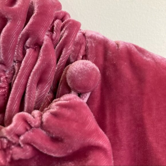 TATUM & OLIVIA Sz M 100% Silk Ruffled Collar Velveteen Mid-Thigh Coat Jacket - Picture 5 of 10